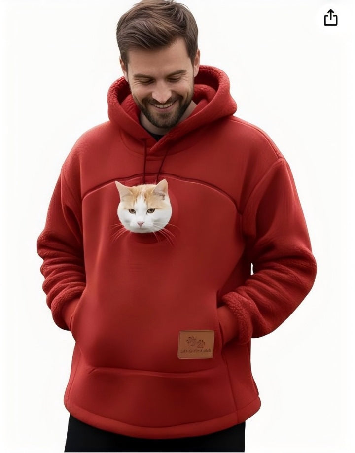 Polar Fleece Pet-In-One Hoodie Loose Fit Casual Sweatshirt