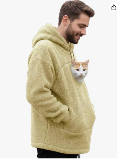 Polar Fleece Pet-In-One Hoodie Loose Fit Casual Sweatshirt