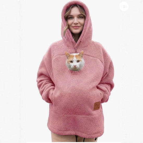 Polar Fleece Pet-In-One Hoodie Loose Fit Casual Sweatshirt