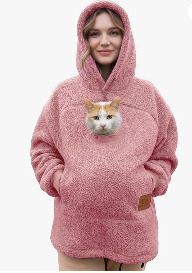Polar Fleece Pet-In-One Hoodie Loose Fit Casual Sweatshirt