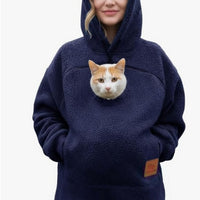 Polar Fleece Pet-In-One Hoodie Loose Fit Casual Sweatshirt