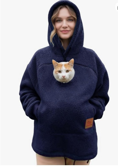 Polar Fleece Pet-In-One Hoodie Loose Fit Casual Sweatshirt