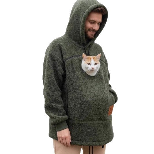 Polar Fleece Pet-In-One Hoodie Loose Fit Casual Sweatshirt