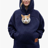 Polar Fleece Pet-In-One Hoodie Loose Fit Casual Sweatshirt